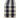Navy and beige checkered scarf with fringes on a white background