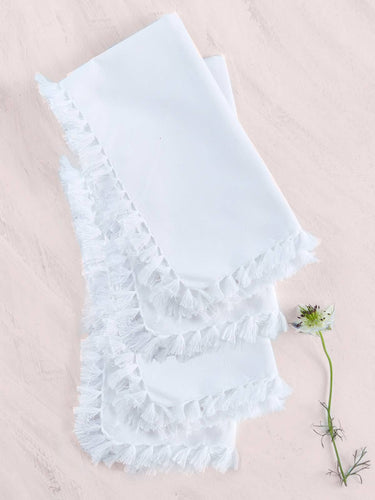 April Cornell Solid Cotton Napkin Set in Bright White at Welcome Home