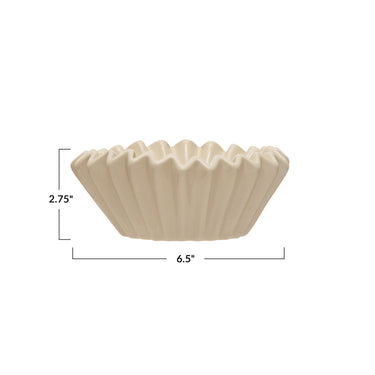 Cream Stoneware Fluted Bowl