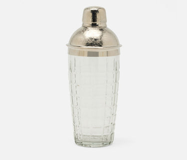 Sebastian Shiny Nickle Etched Glass Cocktail Shaker