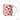 Mug with red and white geometric pattern, shown with measurements on a white background
