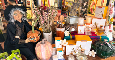 Halloween witch with Agraria Diffusers at Welcome Home in Annapolis