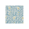 Cocktail Napkin with a Blue background with white vines featuring green accents