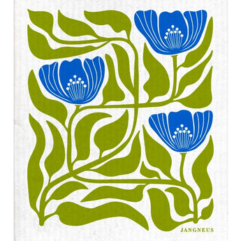 Blue & Green Flower Swedish Dishcloth