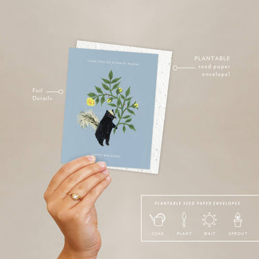 Seedlings - Stinker - Birthday Card With details: foil accents and plantable seed paper envelope