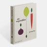 Cookbook titled, “On Vegetables” by Jeremy Fox. Features abstract shapes of vegetables. 