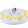 Vagabond House - Ceramic and Pewter Little Chick Deviled Egg Holder Shown with deviled eggs