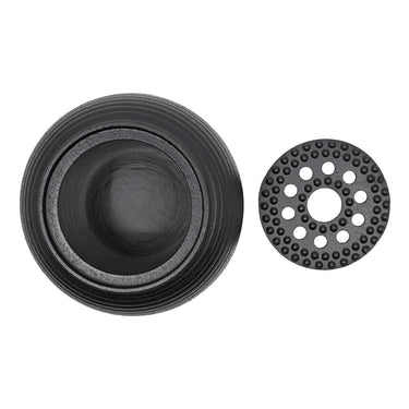 Set of black grinding wheels on a white background