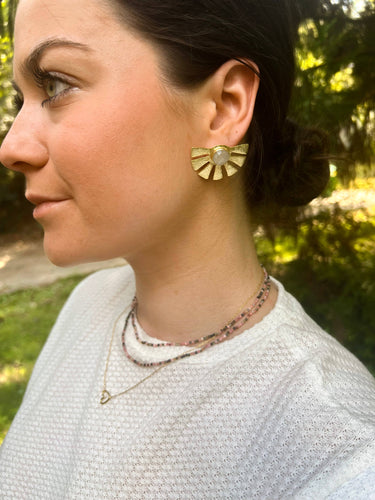 Moonstone Modern Sunburst Studs