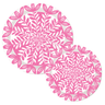 Pink and white paper plate with vine design