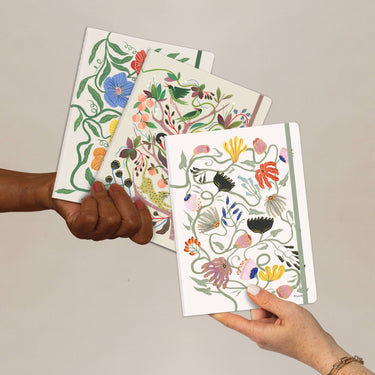 Seedlings - Widly In Love Sewn Trio Notebook Set. Covers feature various wild floral designs