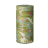 Decorative cylindrical container with floral design on a white background