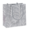 Gray patterned gift bag with handle on a white background