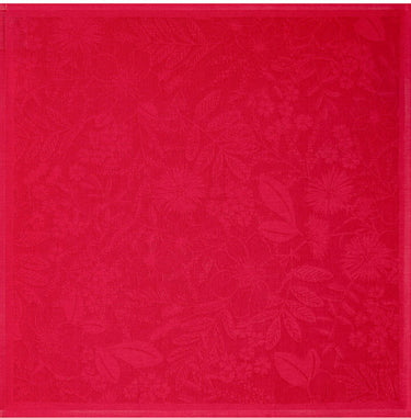 Red fabric with floral pattern