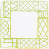Decorative border with a geometric bamboo pattern in green on a white background
