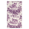 Caspari Hunting Toile guest towel in purple. Featuring pairs of hunting dogs nestled amongst forest greenery.