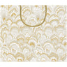 Caspari Marbled Ceramica Silver/Gold gift bag - large with gold ribbon handle.
