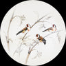 Gien ‘Les Oiseaux de la Foret’ cake platter. Features three hand-painted songbirds perched on branches.