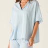 Amelia Short Sleeve Ruffle Tee Collection Shown in ‘Niagara Mist’