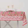 Pomegranate Wildflower Garden Collection Tablecloth shown on table with place setting