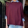 Catalina Ruffle Sweater | Burgundy & Sapphire