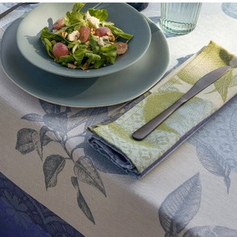 Le Jacquard Francais Arrière-pays Coated Cotton Blue Tablecloth