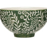 Green and white stoneware bowl