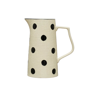 Black and Cream Ceramic Polka Dot Pitcher