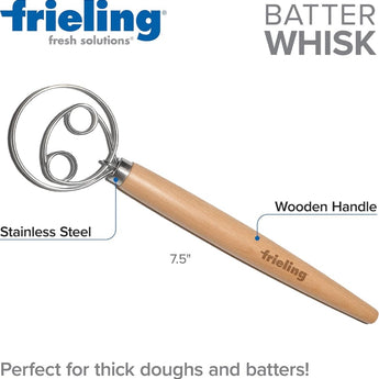 Measurements for Wood and Stainless Steel Dough Whisk