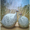 French ceramic white with duck green spots guinea hens 