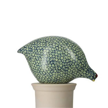 French Ceramic Green Speckled Cobalt Quail