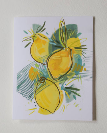 Three Lemons | Citrus Gold Foil Greeting Card