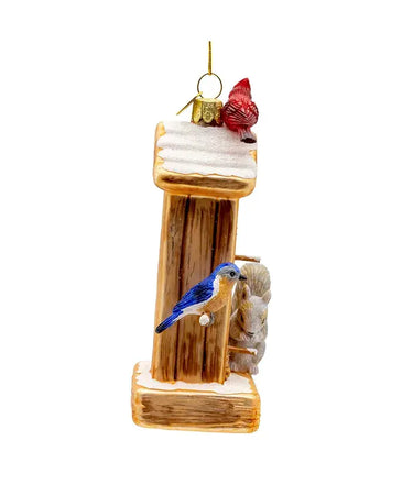 5" Glass Bird Feeder w/ Squirrel Ornament