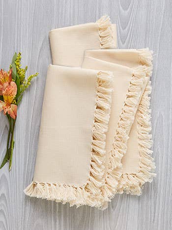 April Cornell Solid Cotton Napkin Set in Ecru at Welcome Home