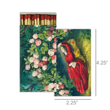 Measurements for Boxed Matches - Sleeping Beauty - Red 4.25”H x 2.25”W