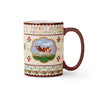 Rifle Paper Co. Mug featuring vintage sewing sampler style with cow in center