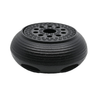 Black textured object on a white background