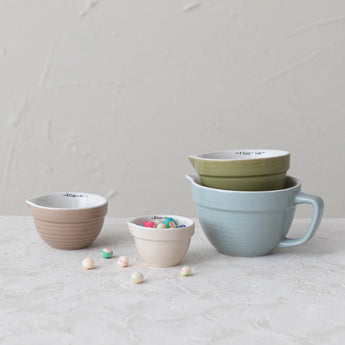 Neutral Stoneware Batter Bowl Measuring Cups Set