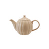 34 oz. Stoneware Ribbed Teapot, Reactive Glaze, Cream Color (Each One Will Vary)