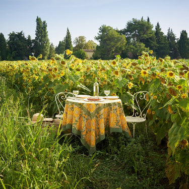 Sunflower Yellow& Green | French Tablecloths: 71" x 106"