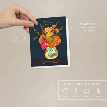 Seedlings - Favorite Person - Anniversary Card With details: foil accents and plantable seed paper envelope