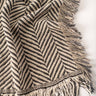 Henry Blanket – Reversible | Stone Herringbone blanket in muted stone and charcoal colors with fringe