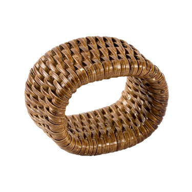 Flat Top Rattan Napkin Ring | Set of 4
