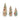 Sisal Bottle Brush Trees w/ Multi Color Ornaments & Wood Bases, Antique White, Set of 3