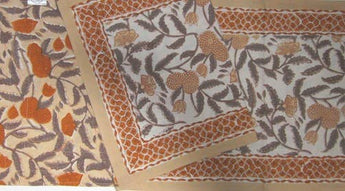 Orange and grey reversible table runner