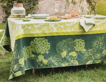 Mille Hortensias Vert Tablecloth Coated Cotton (2024 DISCONTINUED PATTERN)